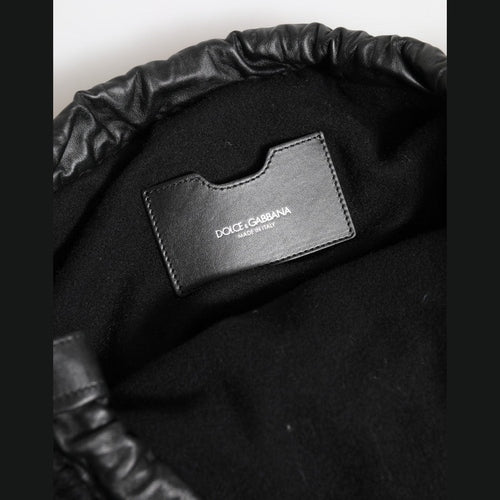 Dolce & Gabbana Black Cashmere Knitted Leather Shoulder Women Borse Bag