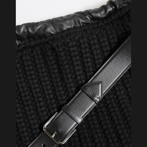 Dolce & Gabbana Black Cashmere Knitted Leather Shoulder Women Borse Bag