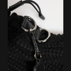 Dolce & Gabbana Black Cashmere Knitted Leather Shoulder Women Borse Bag