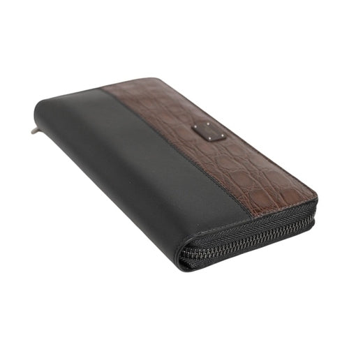 Dolce & Gabbana Black Brown Exotic Leather Men Continental Clutch Wallet