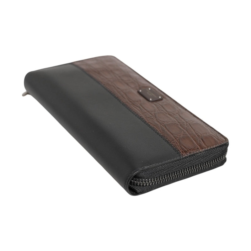 Dolce & Gabbana Black Brown Exotic Leather Men Continental Clutch Wallet