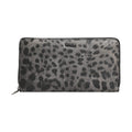Dolce & Gabbana Black Gray Leopard Leather Zip Around Continental Wallet