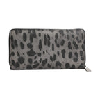Dolce & Gabbana Black Gray Leopard Leather Zip Around Continental Wallet