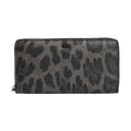Dolce & Gabbana Black Gray Leopard Leather Zip Around Continental Wallet