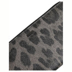 Dolce & Gabbana Black Gray Leopard Leather Zip Around Continental Wallet