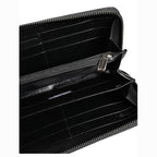 Dolce & Gabbana Black Gray Leopard Leather Zip Around Continental Wallet