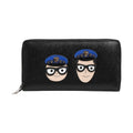 Black Leather #DGFAMILY Zipper Continental Mens Wallet