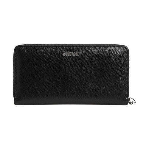 Dolce & Gabbana Black Leather #DGFAMILY Zipper Continental Mens Wallet