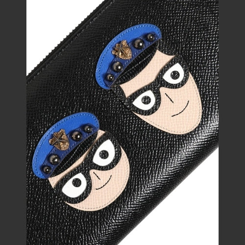 Dolce & Gabbana Black Leather #DGFAMILY Zipper Continental Mens Wallet