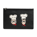 Dolce & Gabbana Black Leather #DGFAMILY Embellished Men Clutch Pouch Bag