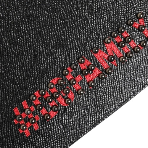 Dolce & Gabbana Black Leather #DGFAMILY Embellished Men Clutch Pouch Bag