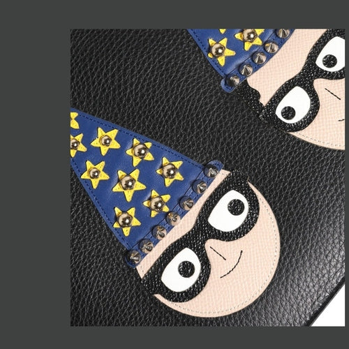 Dolce & Gabbana Black Leather #DGFAMILY Embellished Men Clutch Pouch Bag