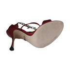 Dolce & Gabbana Red Satin Crystals Keira Sandals Heels Shoes