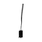 Dolce & Gabbana Black Leather Logo Embossed Lanyard Card Holder Wallet