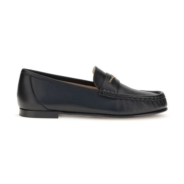 Chloé Black Calf Leather Bos Taurus Slip-On Loafers