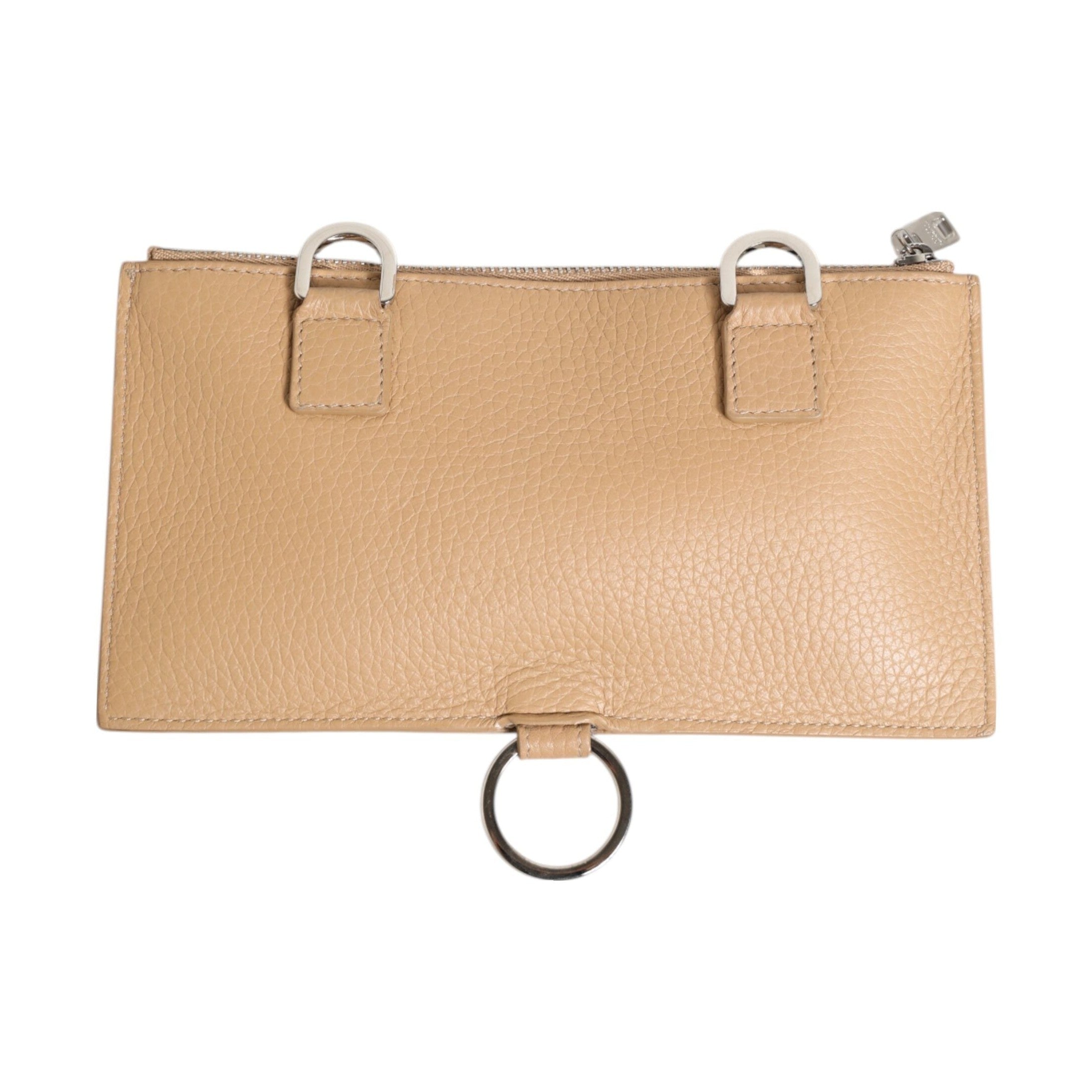 Dolce & Gabbana Beige Calfskin Leather Large Crossbody Card Holder Wallet