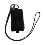 Dolce & Gabbana Black Leather Logo Embossed Lanyard Card Holder Wallet