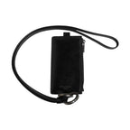 Dolce & Gabbana Black Leather Logo Embossed Lanyard Card Holder Wallet