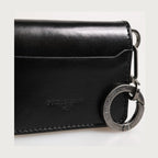 Dolce & Gabbana Wallet Black Leather Logo Embossed Key Chain Card Holder Wallet