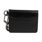 Dolce & Gabbana Wallet Black Leather Logo Embossed Key Chain Card Holder Wallet