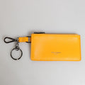 Yellow Orange Leather Credit Card Key Holder Clip On Wallet