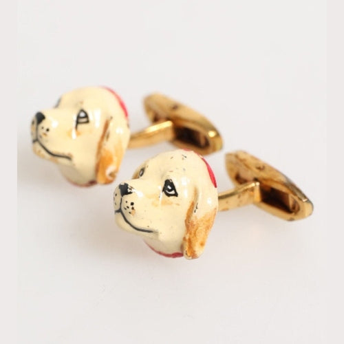 Dolce & Gabbana Brass Gold Tone Dog Puppy Men's Accessories Cufflink