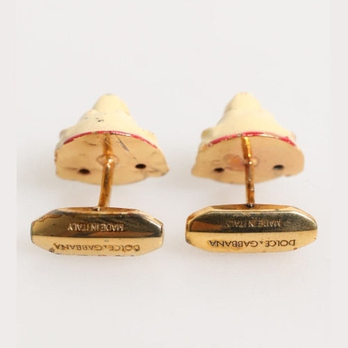 Dolce & Gabbana Brass Gold Tone Dog Puppy Men's Accessories Cufflink