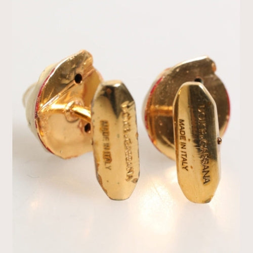 Dolce & Gabbana Brass Gold Tone Dog Puppy Men's Accessories Cufflink