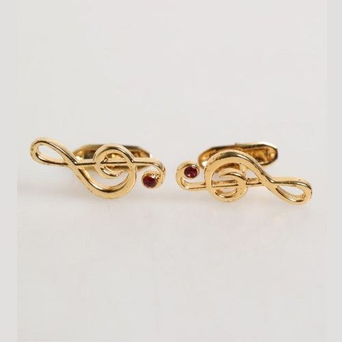 Dolce & Gabbana Gold Musical Note Metal Brass Pin Men Accessory Cufflinks