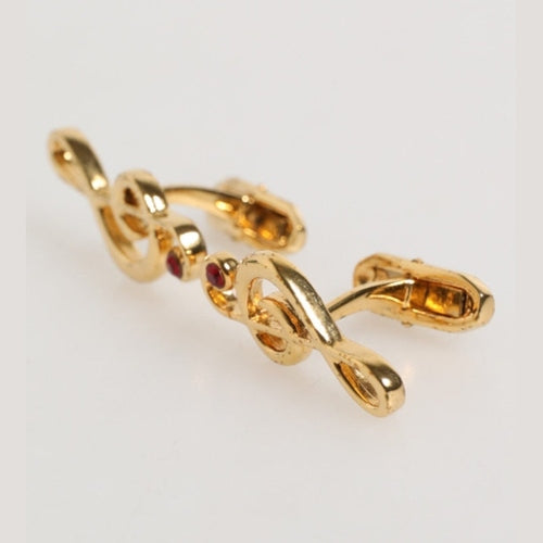 Dolce & Gabbana Gold Musical Note Metal Brass Pin Men Accessory Cufflinks