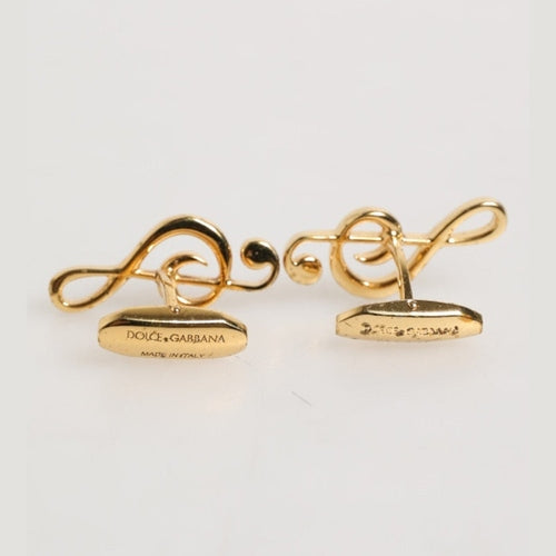 Dolce & Gabbana Gold Musical Note Metal Brass Pin Men Accessory Cufflinks