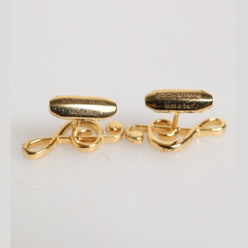 Dolce & Gabbana Gold Musical Note Metal Brass Pin Men Accessory Cufflinks