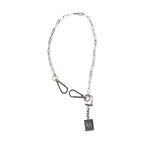Dolce & Gabbana Silver Tone Metal Chain DG Logo Pendant Men Necklace