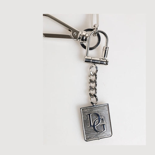 Dolce & Gabbana Silver Tone Metal Chain DG Logo Pendant Men Necklace