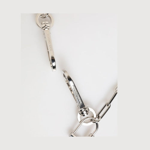 Dolce & Gabbana Silver Tone Metal Chain DG Logo Pendant Men Necklace