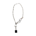 Dolce & Gabbana Silver Tone Metal Chain DG Logo Pendant Men Necklace