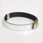 Dolce & Gabbana Silver Textured Leather Gold Tone Metal Neckband