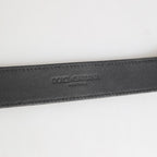 Dolce & Gabbana Silver Textured Leather Gold Tone Metal Neckband