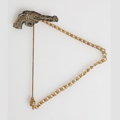 Dolce & Gabbana Lapel Pin Brass Copper Revolver Men Accessories Brooch