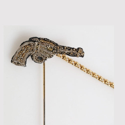 Dolce & Gabbana Lapel Pin Brass Copper Revolver Men Accessories Brooch