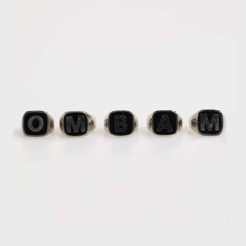 Dolce & Gabbana Silver Tone Brass Lettering Set 5 Pieces Adjustable Ring