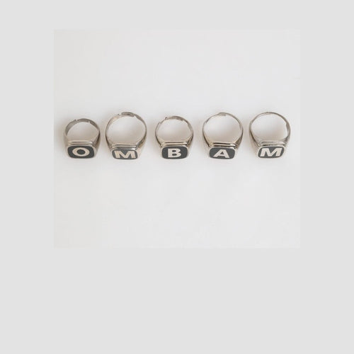 Dolce & Gabbana Silver Tone Brass Lettering Set 5 Pieces Adjustable Ring