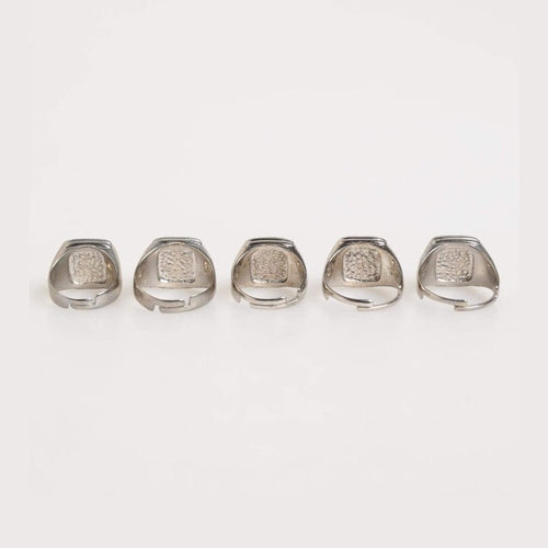 Dolce & Gabbana Silver Tone Brass Lettering Set 5 Pieces Adjustable Ring
