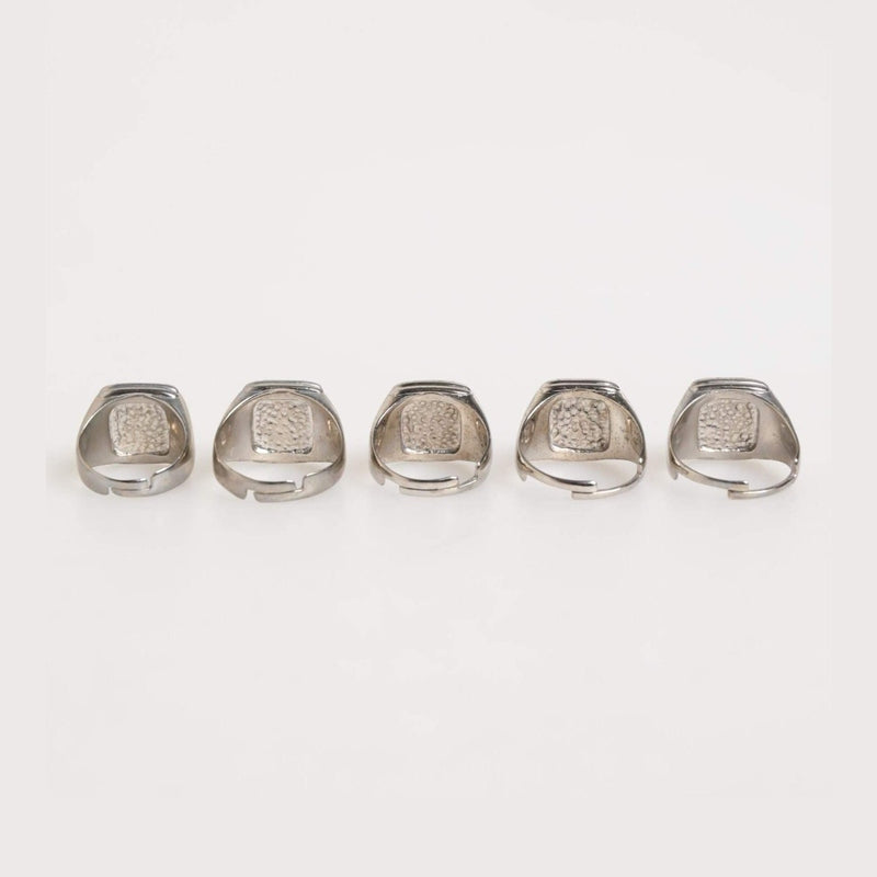 Dolce & Gabbana Silver Tone Brass Lettering Set 5 Pieces Adjustable Ring