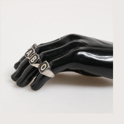 Dolce & Gabbana Silver Tone Brass Lettering Set 5 Pieces Adjustable Ring