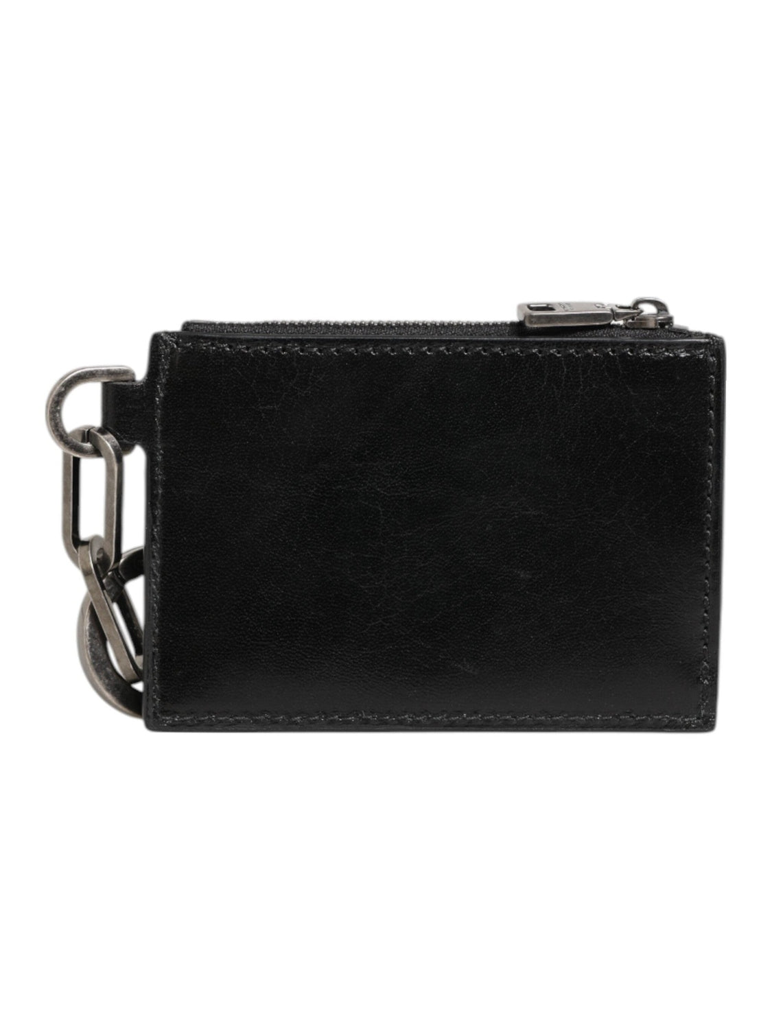 Dolce & Gabbana Black Leather Zipped Card Holder Coin Purse Keyring Wallet