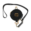 Dolce & Gabbana Black Round Leather DG Logo Coin Purse Lanyard Wallet