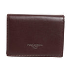 Dolce & Gabbana Leather Embossed Logo Trifold Men Card Holder Dark Brown