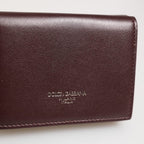 Dolce & Gabbana Leather Embossed Logo Trifold Men Card Holder Dark Brown