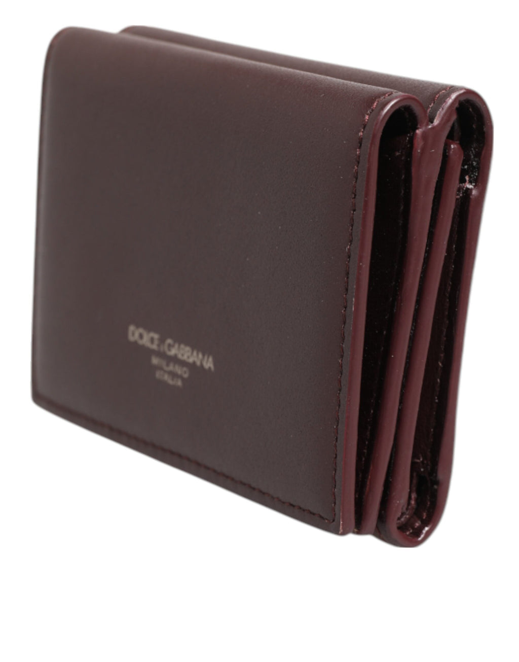 Dolce & Gabbana Leather Embossed Logo Trifold Men Card Holder Dark Brown